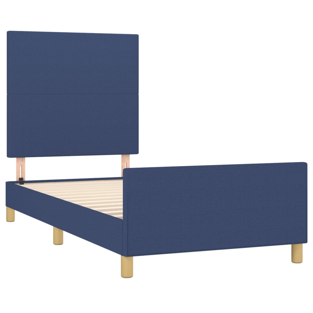 Bedframe met hoofdbord stof blauw 90x190 cm Bedden & bedframes | Creëer jouw Trendy Thuis | Gratis bezorgd & Retour | Trendy.nl