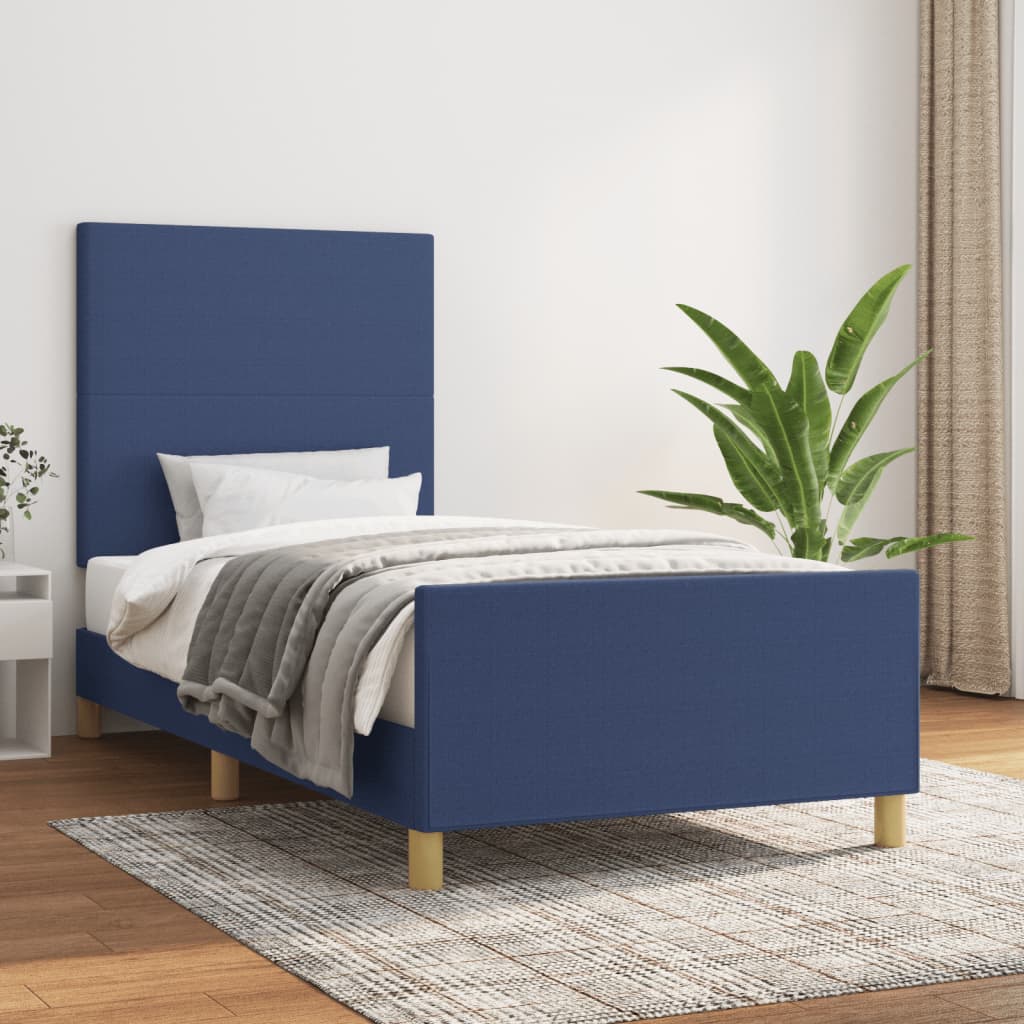 Bedframe met hoofdbord stof blauw 90x190 cm Bedden & bedframes | Creëer jouw Trendy Thuis | Gratis bezorgd & Retour | Trendy.nl