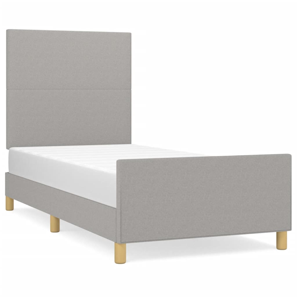 Bedframe met hoofdbord stof lichtgrijs 90x200 cm Bedden & bedframes | Creëer jouw Trendy Thuis | Gratis bezorgd & Retour | Trendy.nl