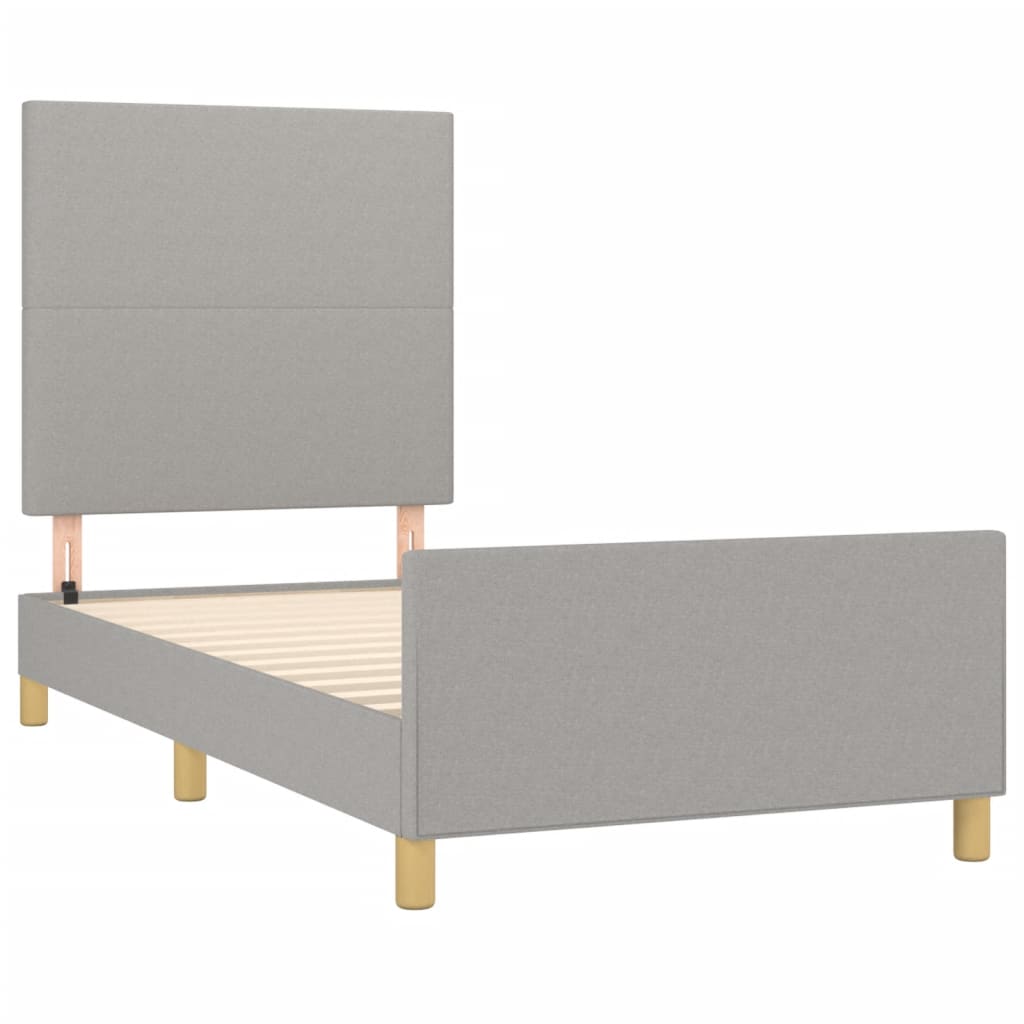 Bedframe met hoofdbord stof lichtgrijs 90x200 cm Bedden & bedframes | Creëer jouw Trendy Thuis | Gratis bezorgd & Retour | Trendy.nl