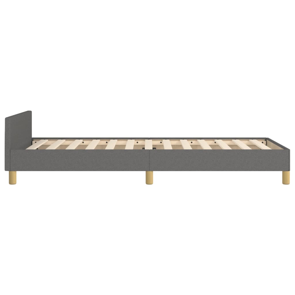 Bedframe met hoofdbord stof donkergrijs 90x200 cm Bedden & bedframes | Creëer jouw Trendy Thuis | Gratis bezorgd & Retour | Trendy.nl