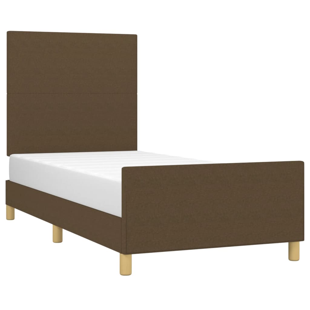 Bedframe met hoofdbord stof donkerbruin 100x200 cm Bedden & bedframes | Creëer jouw Trendy Thuis | Gratis bezorgd & Retour | Trendy.nl