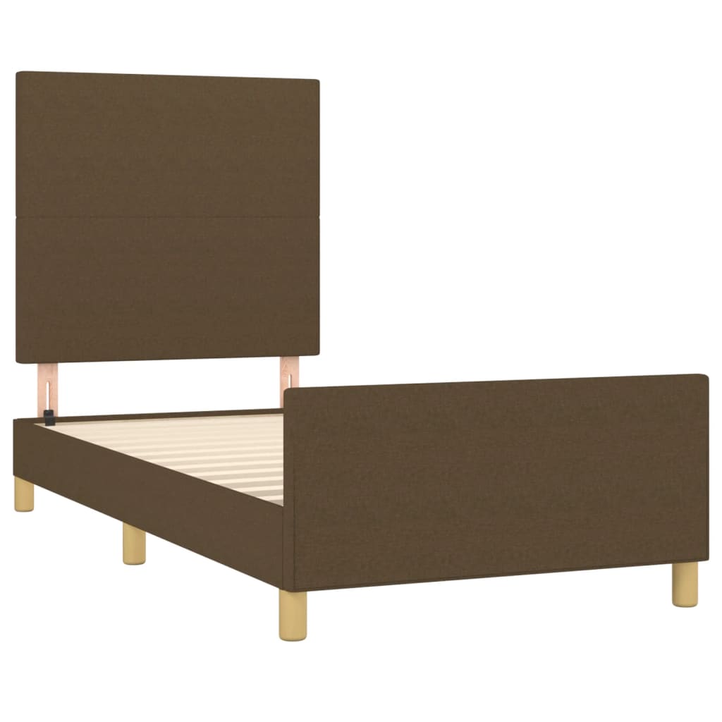 Bedframe met hoofdbord stof donkerbruin 100x200 cm Bedden & bedframes | Creëer jouw Trendy Thuis | Gratis bezorgd & Retour | Trendy.nl