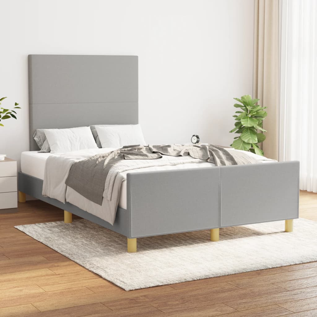 Bedframe met hoofdbord stof lichtgrijs 120x200 cm Bedden & bedframes | Creëer jouw Trendy Thuis | Gratis bezorgd & Retour | Trendy.nl