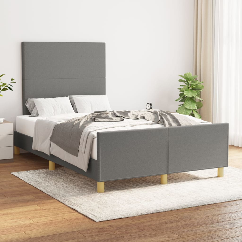 Bedframe met hoofdbord stof donkergrijs 120x200 cm Bedden & bedframes | Creëer jouw Trendy Thuis | Gratis bezorgd & Retour | Trendy.nl