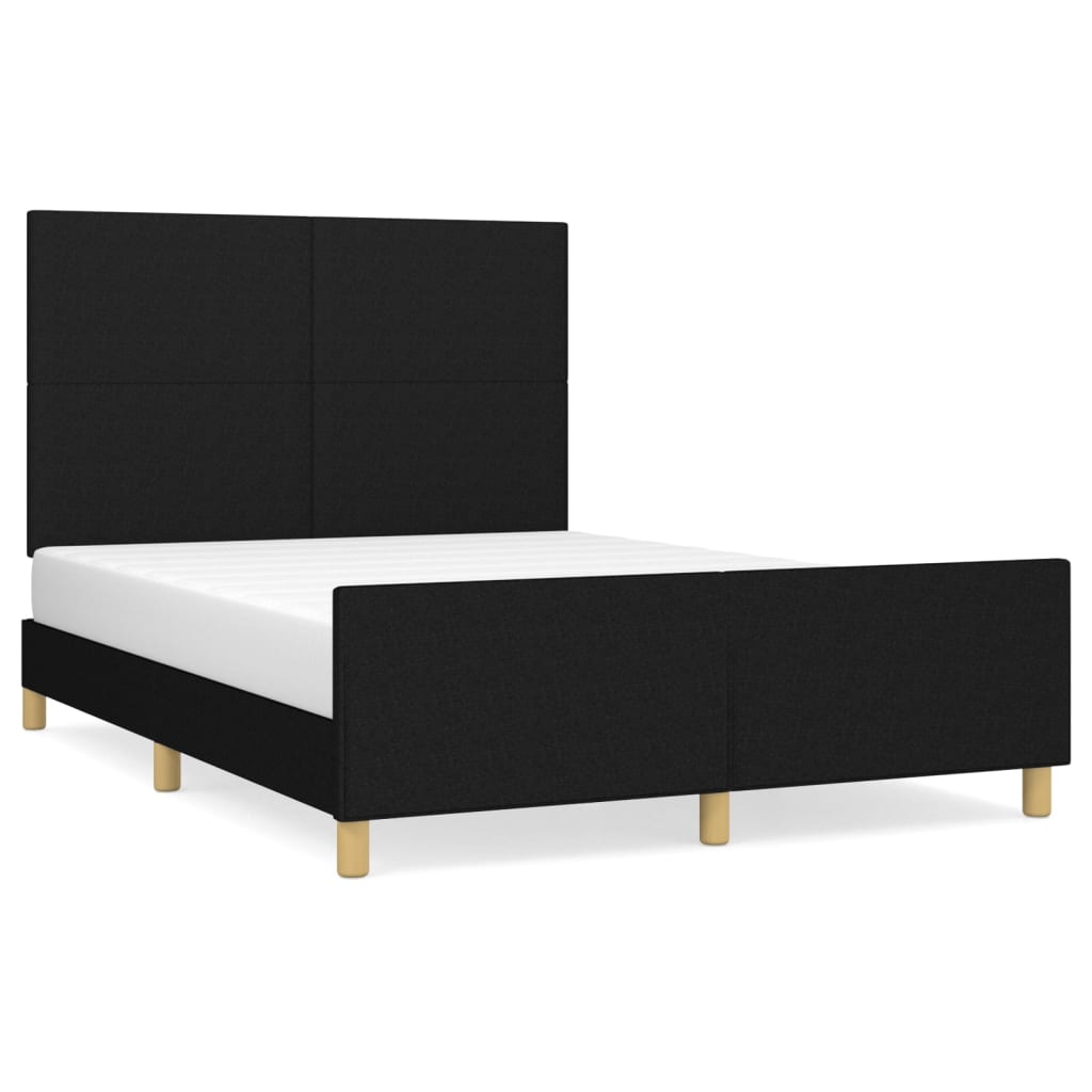 Bedframe met hoofdbord stof zwart 140x190 cm Bedden & bedframes | Creëer jouw Trendy Thuis | Gratis bezorgd & Retour | Trendy.nl