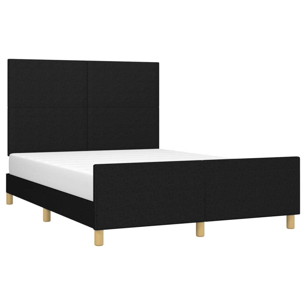 Bedframe met hoofdbord stof zwart 140x190 cm Bedden & bedframes | Creëer jouw Trendy Thuis | Gratis bezorgd & Retour | Trendy.nl