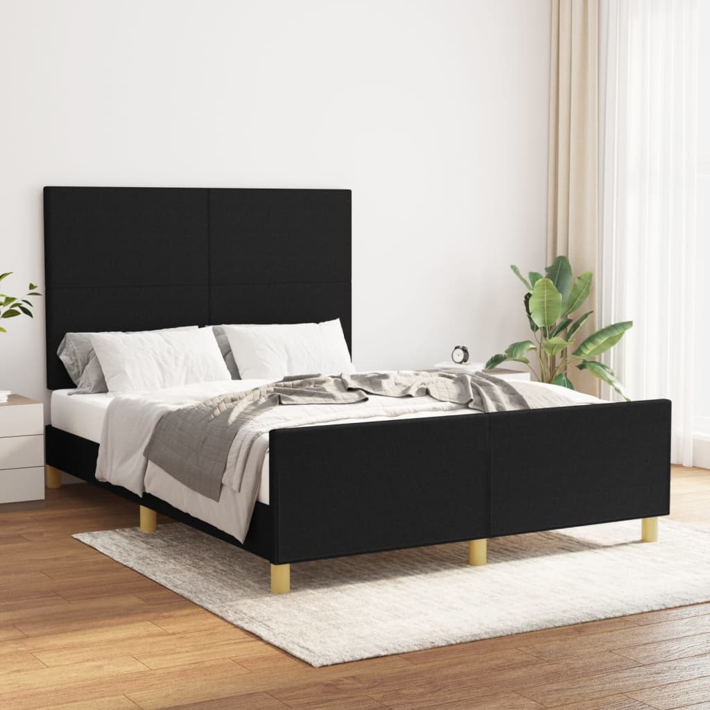 Bedframe met hoofdbord stof zwart 140x190 cm Bedden & bedframes | Creëer jouw Trendy Thuis | Gratis bezorgd & Retour | Trendy.nl