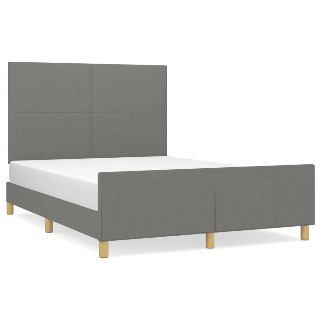 Bedframe met hoofdbord stof donkergrijs 140x200 cm Bedden & bedframes | Creëer jouw Trendy Thuis | Gratis bezorgd & Retour | Trendy.nl