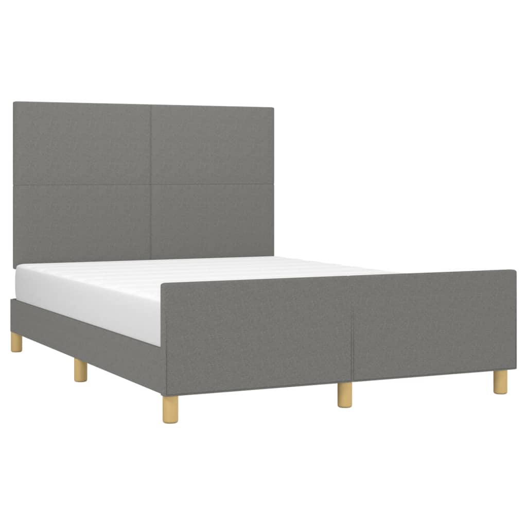 Bedframe met hoofdbord stof donkergrijs 140x200 cm Bedden & bedframes | Creëer jouw Trendy Thuis | Gratis bezorgd & Retour | Trendy.nl