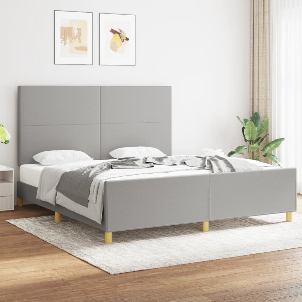 Bedframe met hoofdbord stof lichtgrijs 180x200 cm Bedden & bedframes | Creëer jouw Trendy Thuis | Gratis bezorgd & Retour | Trendy.nl