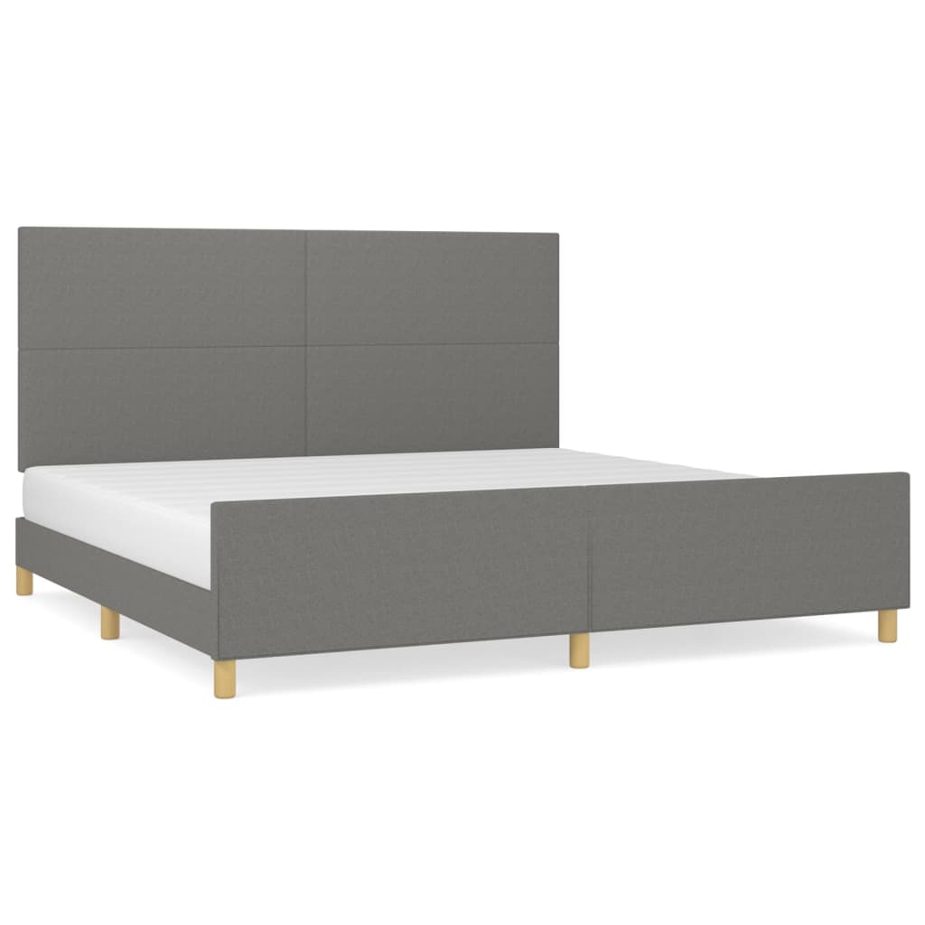 Bedframe met hoofdbord stof donkergrijs 200x200 cm Bedden & bedframes | Creëer jouw Trendy Thuis | Gratis bezorgd & Retour | Trendy.nl