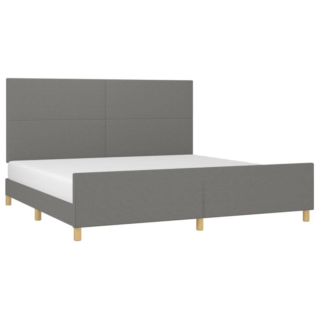 Bedframe met hoofdbord stof donkergrijs 200x200 cm Bedden & bedframes | Creëer jouw Trendy Thuis | Gratis bezorgd & Retour | Trendy.nl