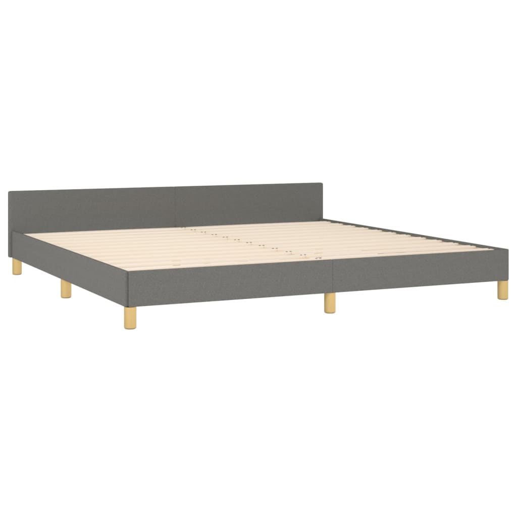 Bedframe met hoofdbord stof donkergrijs 200x200 cm Bedden & bedframes | Creëer jouw Trendy Thuis | Gratis bezorgd & Retour | Trendy.nl