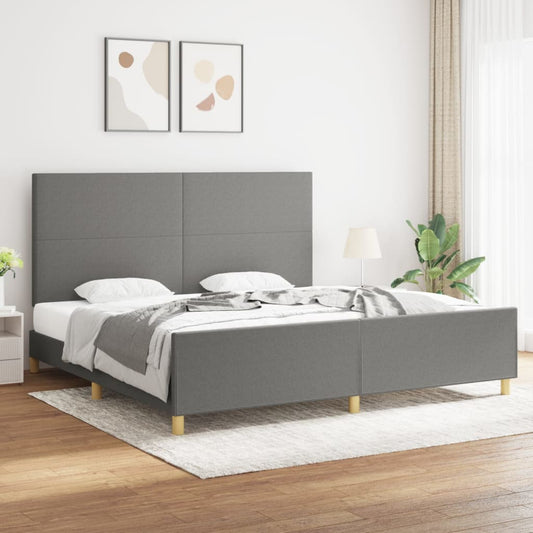 Bedframe met hoofdbord stof donkergrijs 200x200 cm Bedden & bedframes | Creëer jouw Trendy Thuis | Gratis bezorgd & Retour | Trendy.nl