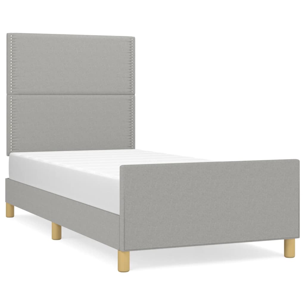 Bedframe met hoofdbord stof lichtgrijs 90x190 cm Bedden & bedframes | Creëer jouw Trendy Thuis | Gratis bezorgd & Retour | Trendy.nl