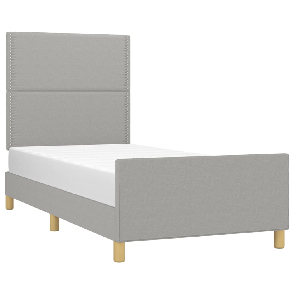 Bedframe met hoofdbord stof lichtgrijs 90x190 cm Bedden & bedframes | Creëer jouw Trendy Thuis | Gratis bezorgd & Retour | Trendy.nl