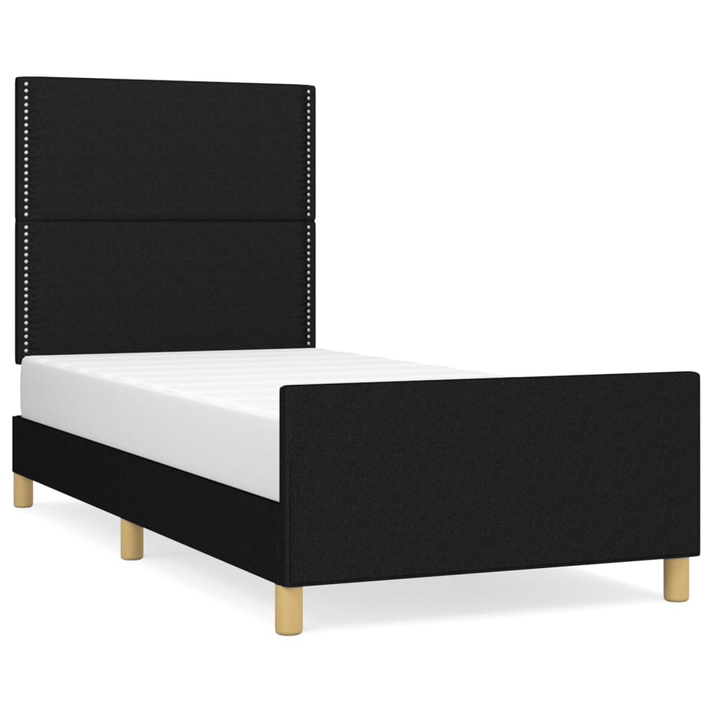 Bedframe met hoofdbord stof zwart 90x190 cm Bedden & bedframes | Creëer jouw Trendy Thuis | Gratis bezorgd & Retour | Trendy.nl