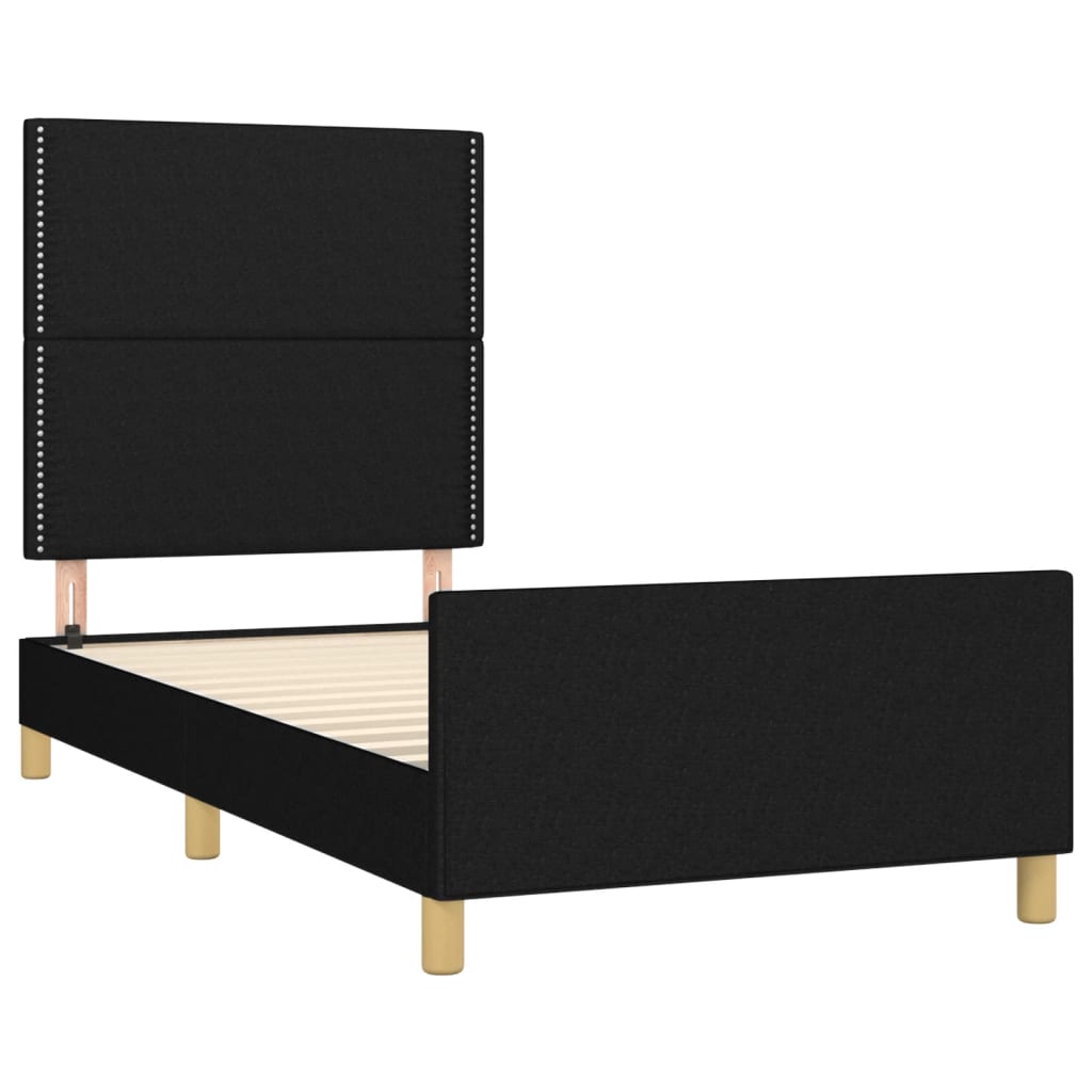 Bedframe met hoofdbord stof zwart 90x190 cm Bedden & bedframes | Creëer jouw Trendy Thuis | Gratis bezorgd & Retour | Trendy.nl