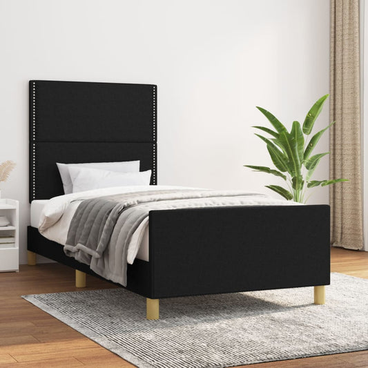 Bedframe met hoofdbord stof zwart 90x190 cm Bedden & bedframes | Creëer jouw Trendy Thuis | Gratis bezorgd & Retour | Trendy.nl