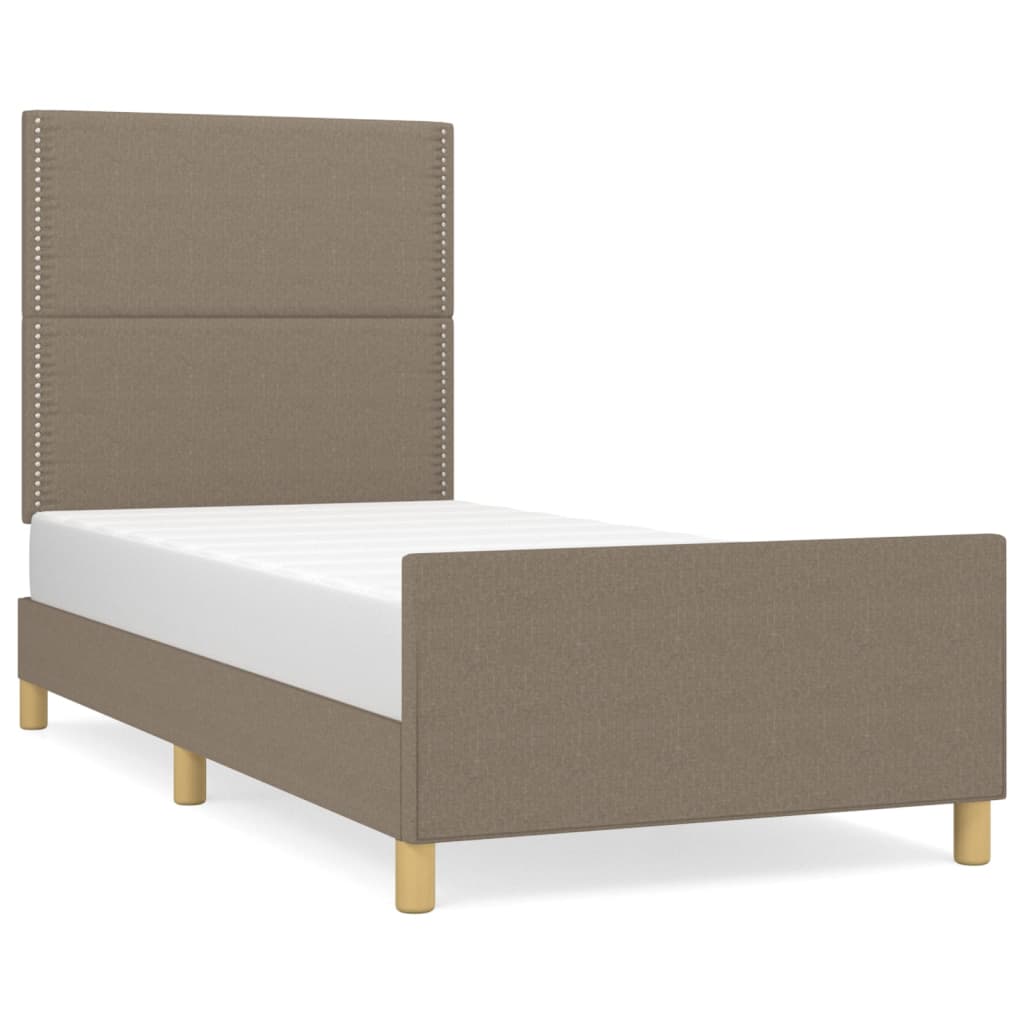 Bedframe met hoofdbord stof taupe 90x200 cm Bedden & bedframes | Creëer jouw Trendy Thuis | Gratis bezorgd & Retour | Trendy.nl