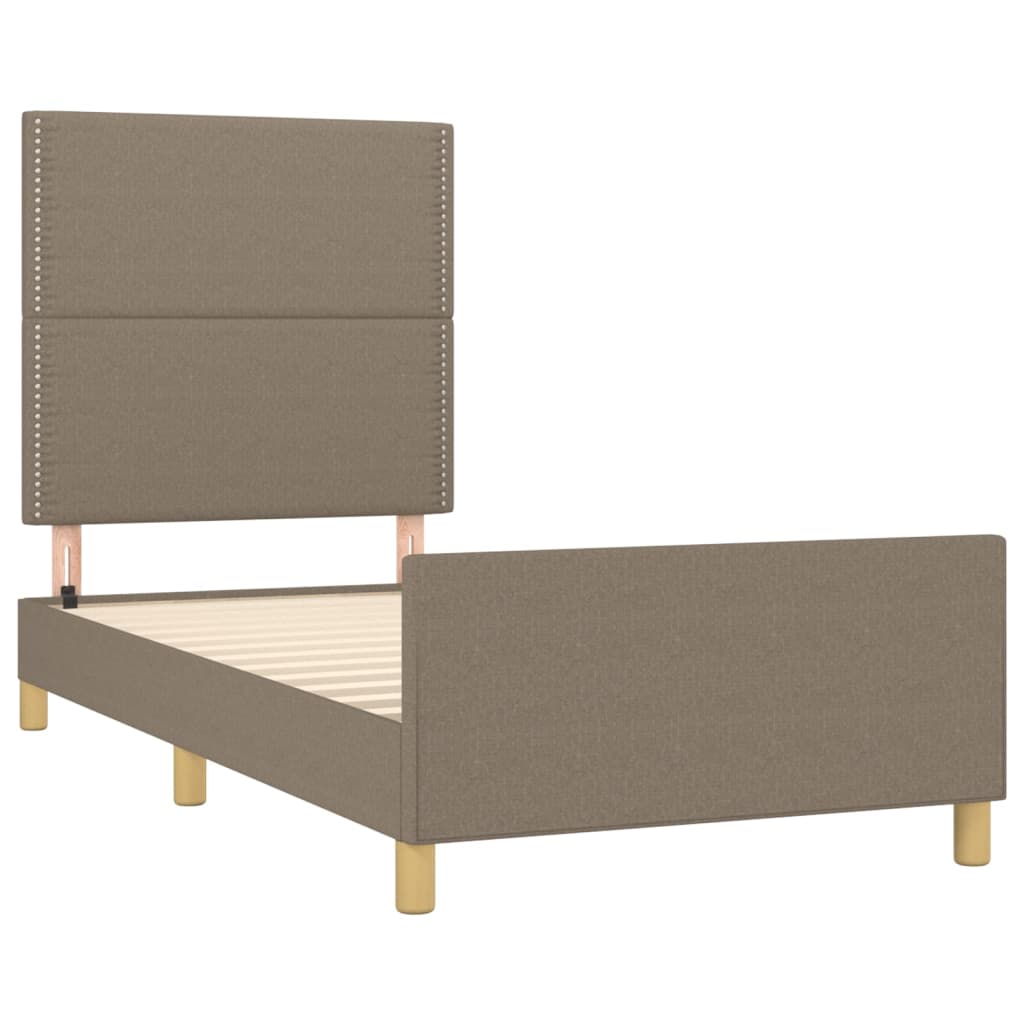 Bedframe met hoofdbord stof taupe 90x200 cm Bedden & bedframes | Creëer jouw Trendy Thuis | Gratis bezorgd & Retour | Trendy.nl