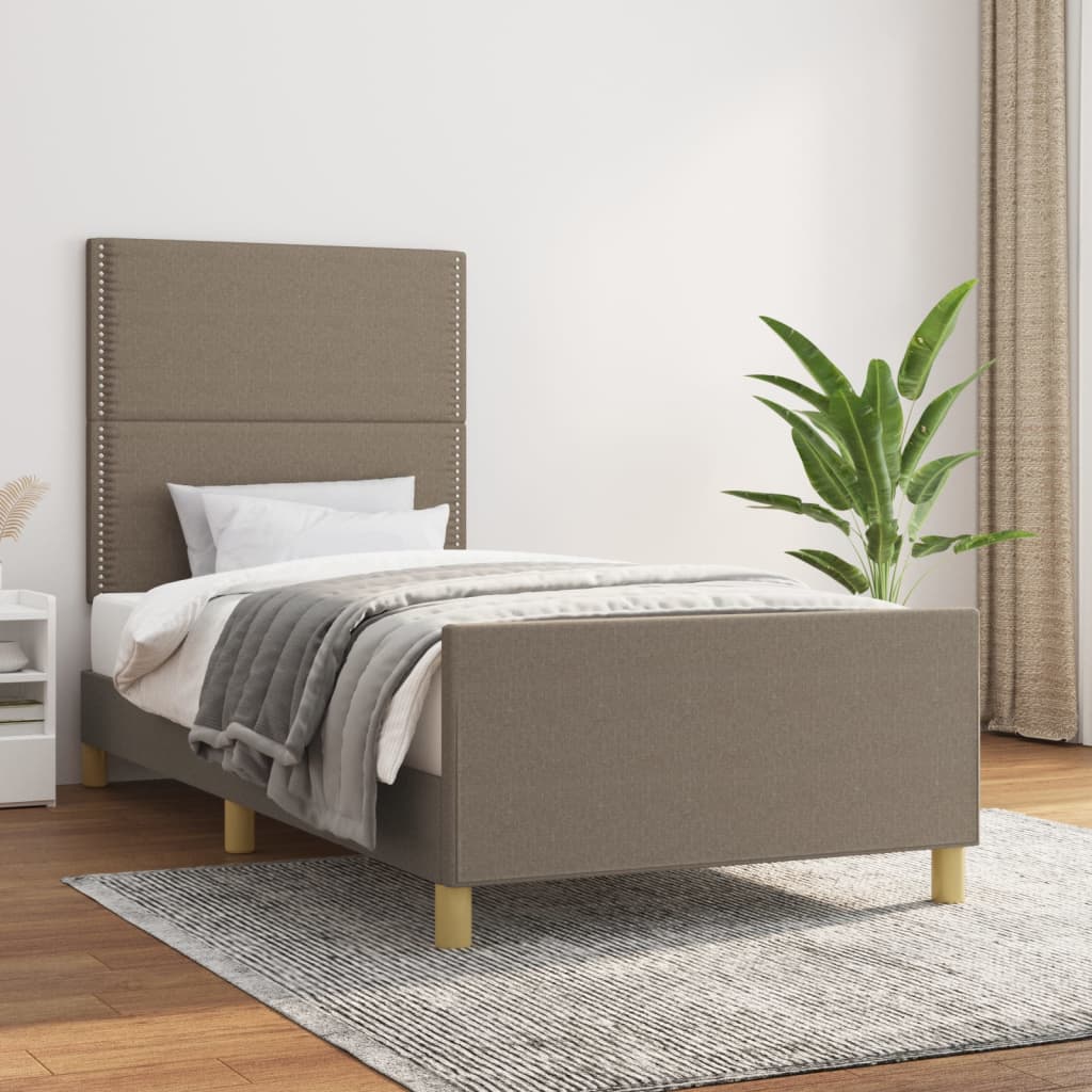 Bedframe met hoofdbord stof taupe 90x200 cm Bedden & bedframes | Creëer jouw Trendy Thuis | Gratis bezorgd & Retour | Trendy.nl