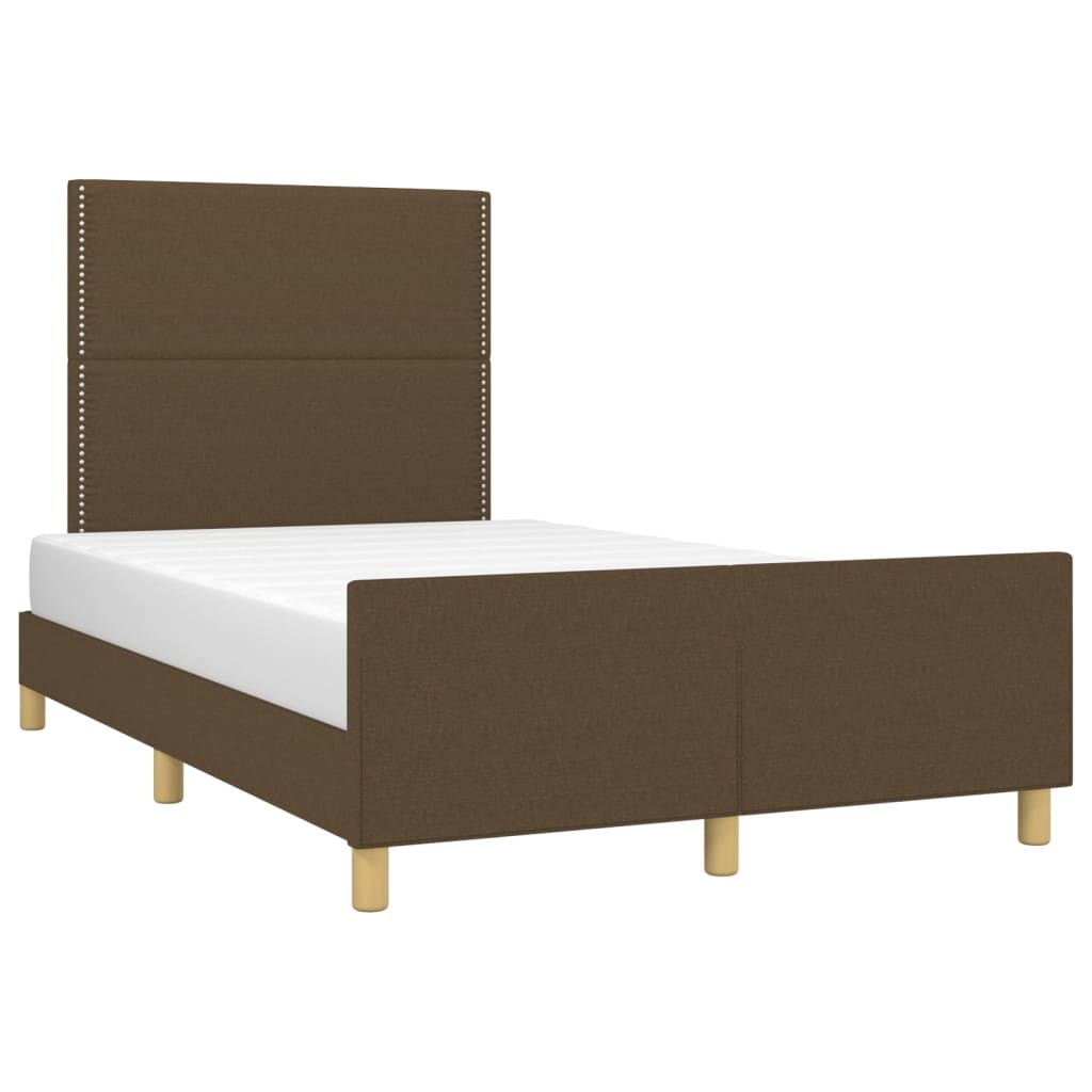 Bedframe met hoofdeinde stof donkerbruin 120x200 cm Bedden & bedframes | Creëer jouw Trendy Thuis | Gratis bezorgd & Retour | Trendy.nl