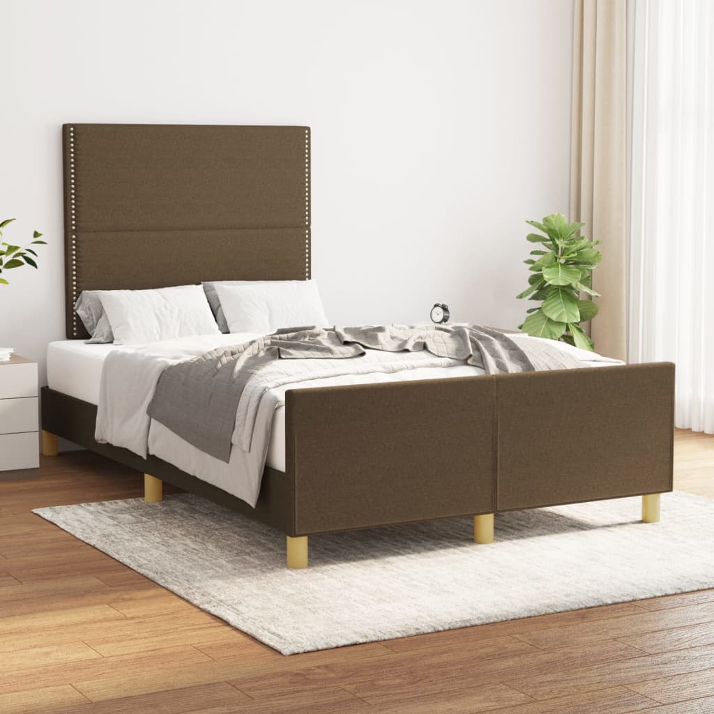 Bedframe met hoofdeinde stof donkerbruin 120x200 cm Bedden & bedframes | Creëer jouw Trendy Thuis | Gratis bezorgd & Retour | Trendy.nl