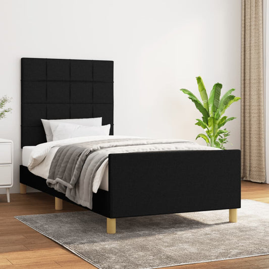 Bedframe met hoofdbord stof zwart 80x200 cm Bedden & bedframes | Creëer jouw Trendy Thuis | Gratis bezorgd & Retour | Trendy.nl