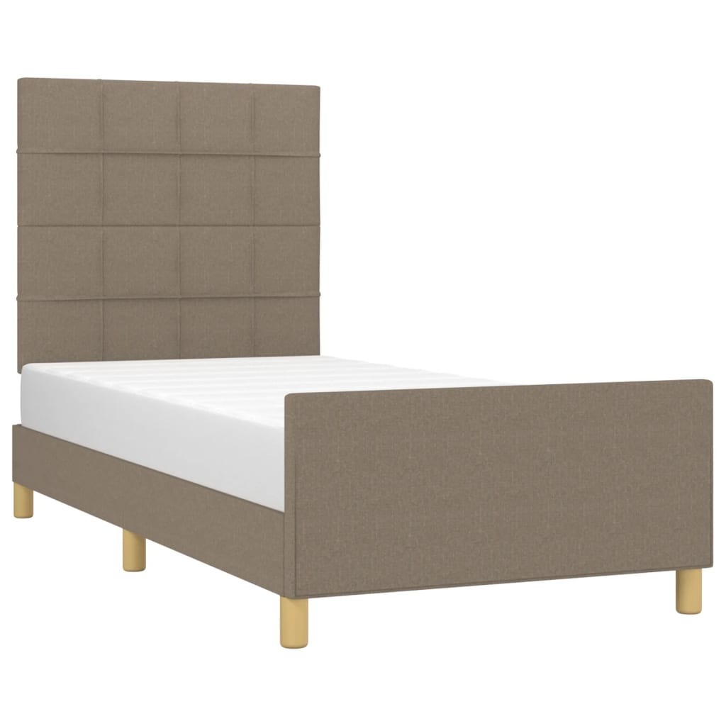 Bedframe met hoofdeinde stof taupe 80x200 cm