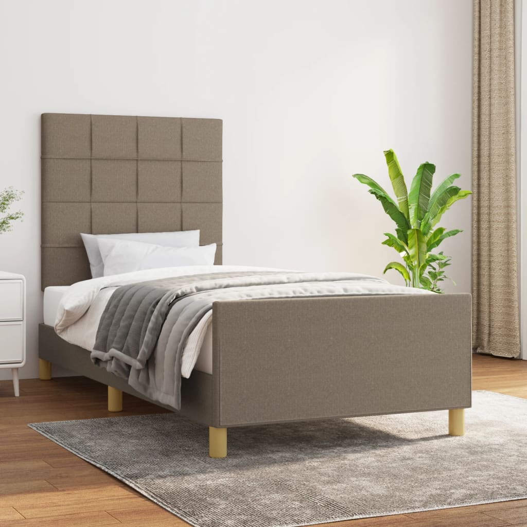 Bedframe met hoofdeinde stof taupe 80x200 cm