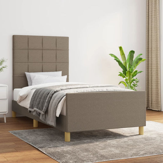 Bedframe met hoofdeinde stof taupe 80x200 cm