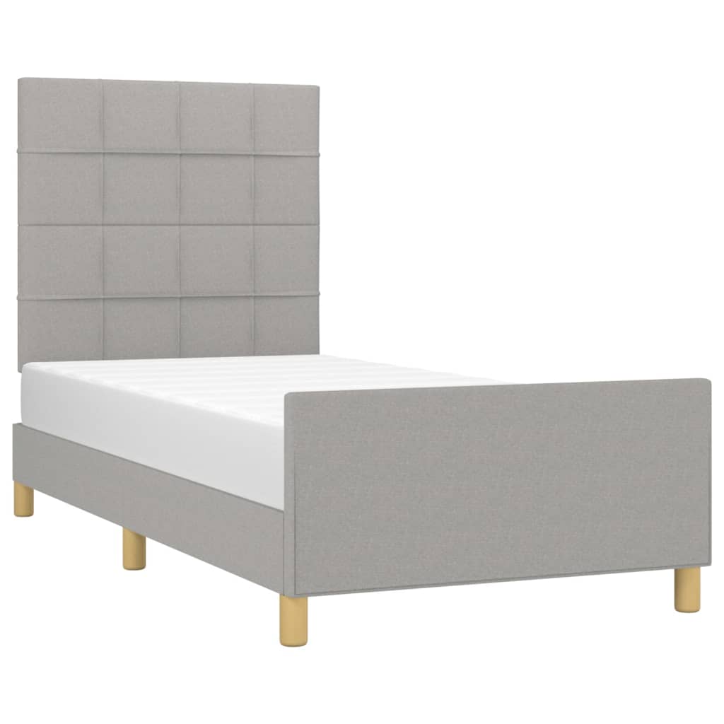 Bedframe met hoofdeinde stof lichtgrijs 90x190 cm Bedden & bedframes | Creëer jouw Trendy Thuis | Gratis bezorgd & Retour | Trendy.nl