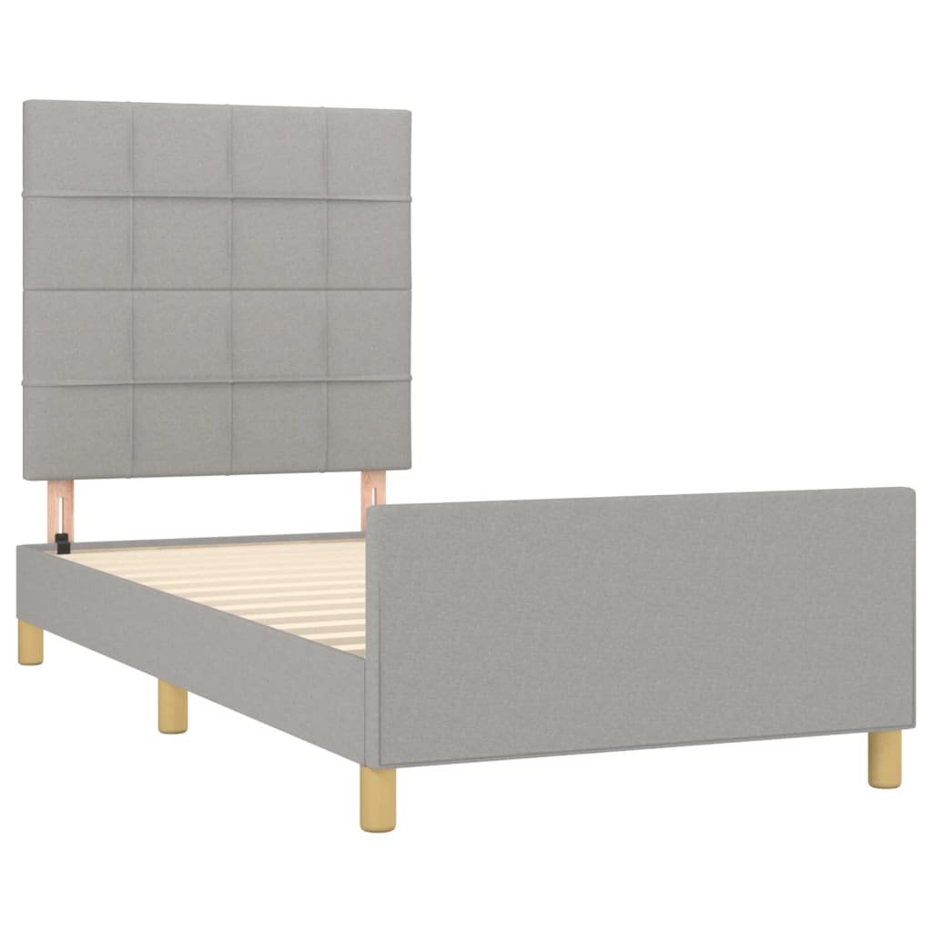 Bedframe met hoofdeinde stof lichtgrijs 90x190 cm Bedden & bedframes | Creëer jouw Trendy Thuis | Gratis bezorgd & Retour | Trendy.nl