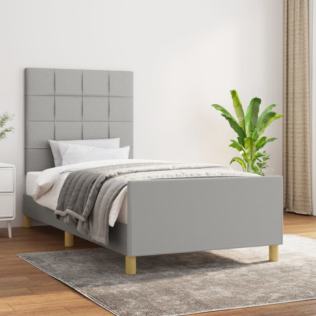 Bedframe met hoofdeinde stof lichtgrijs 90x190 cm Bedden & bedframes | Creëer jouw Trendy Thuis | Gratis bezorgd & Retour | Trendy.nl