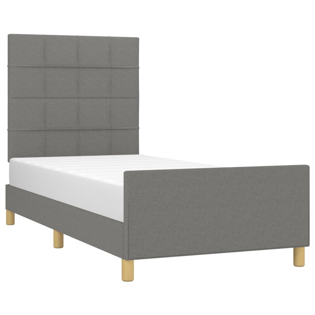 Bedframe met hoofdeinde stof donkergrijs 90x190 cm Bedden & bedframes | Creëer jouw Trendy Thuis | Gratis bezorgd & Retour | Trendy.nl