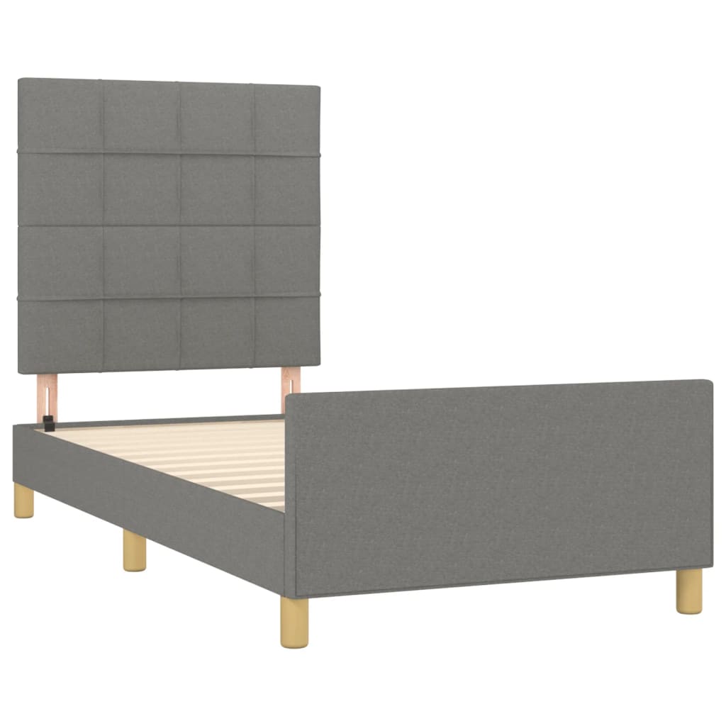 Bedframe met hoofdeinde stof donkergrijs 90x190 cm Bedden & bedframes | Creëer jouw Trendy Thuis | Gratis bezorgd & Retour | Trendy.nl