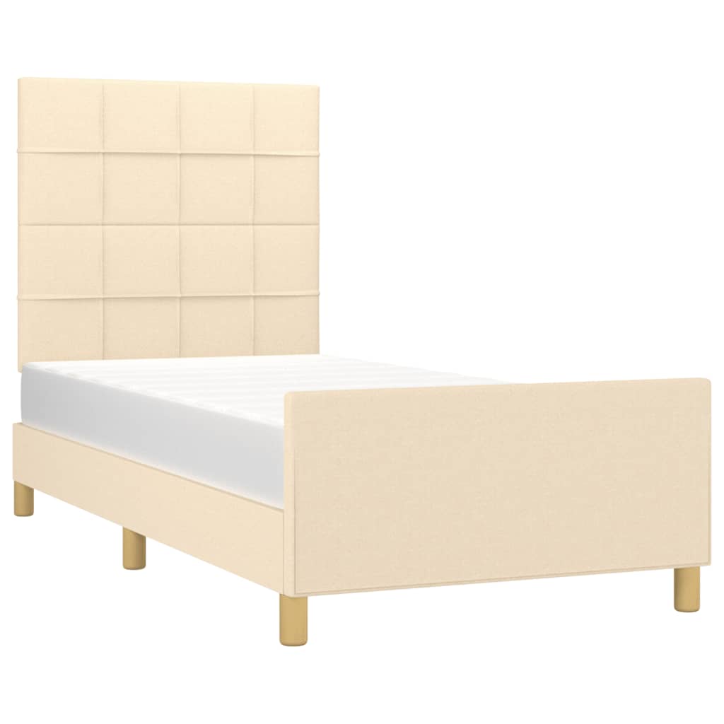 Bedframe zonder matras 90x190 cm stof crèmekleurig