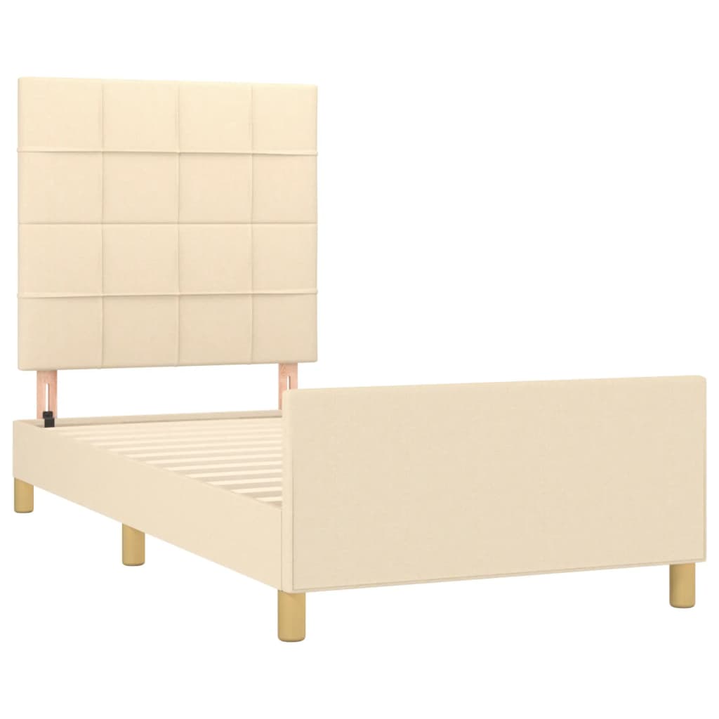 Bedframe zonder matras 90x190 cm stof crèmekleurig