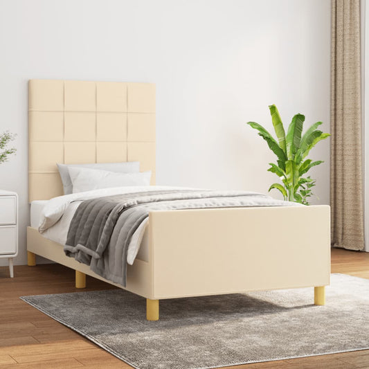 Bedframe zonder matras 90x190 cm stof crèmekleurig