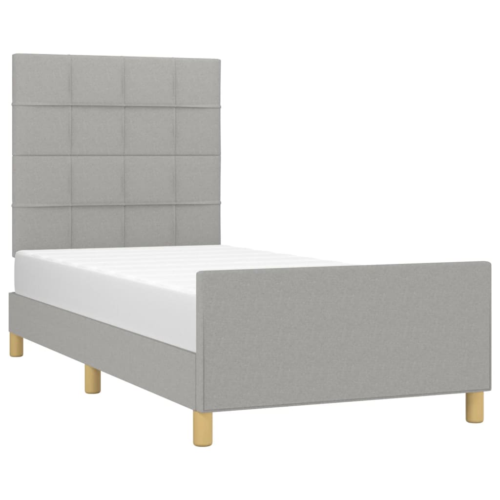 Bedframe met hoofdeinde stof lichtgrijs 90x200 cm Bedden & bedframes | Creëer jouw Trendy Thuis | Gratis bezorgd & Retour | Trendy.nl