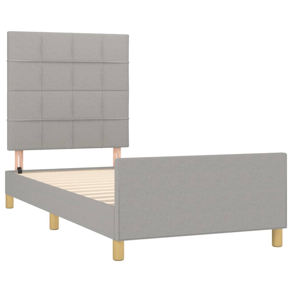 Bedframe met hoofdeinde stof lichtgrijs 90x200 cm Bedden & bedframes | Creëer jouw Trendy Thuis | Gratis bezorgd & Retour | Trendy.nl