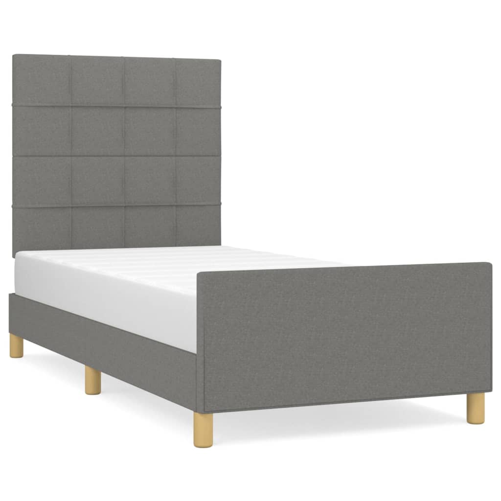 Bedframe met hoofdeinde stof donkergrijs 90x200 cm Bedden & bedframes | Creëer jouw Trendy Thuis | Gratis bezorgd & Retour | Trendy.nl