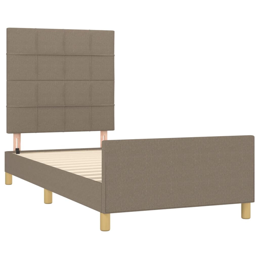 Bedframe met hoofdeinde stof taupe 90x200 cm Bedden & bedframes | Creëer jouw Trendy Thuis | Gratis bezorgd & Retour | Trendy.nl