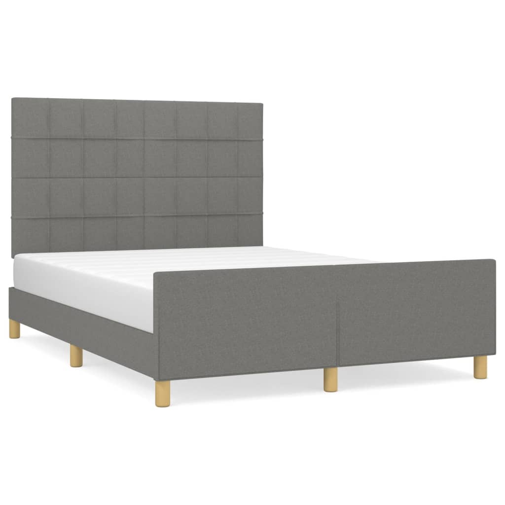 Bedframe met hoofdeinde stof donkergrijs 140x190 cm Bedden & bedframes | Creëer jouw Trendy Thuis | Gratis bezorgd & Retour | Trendy.nl