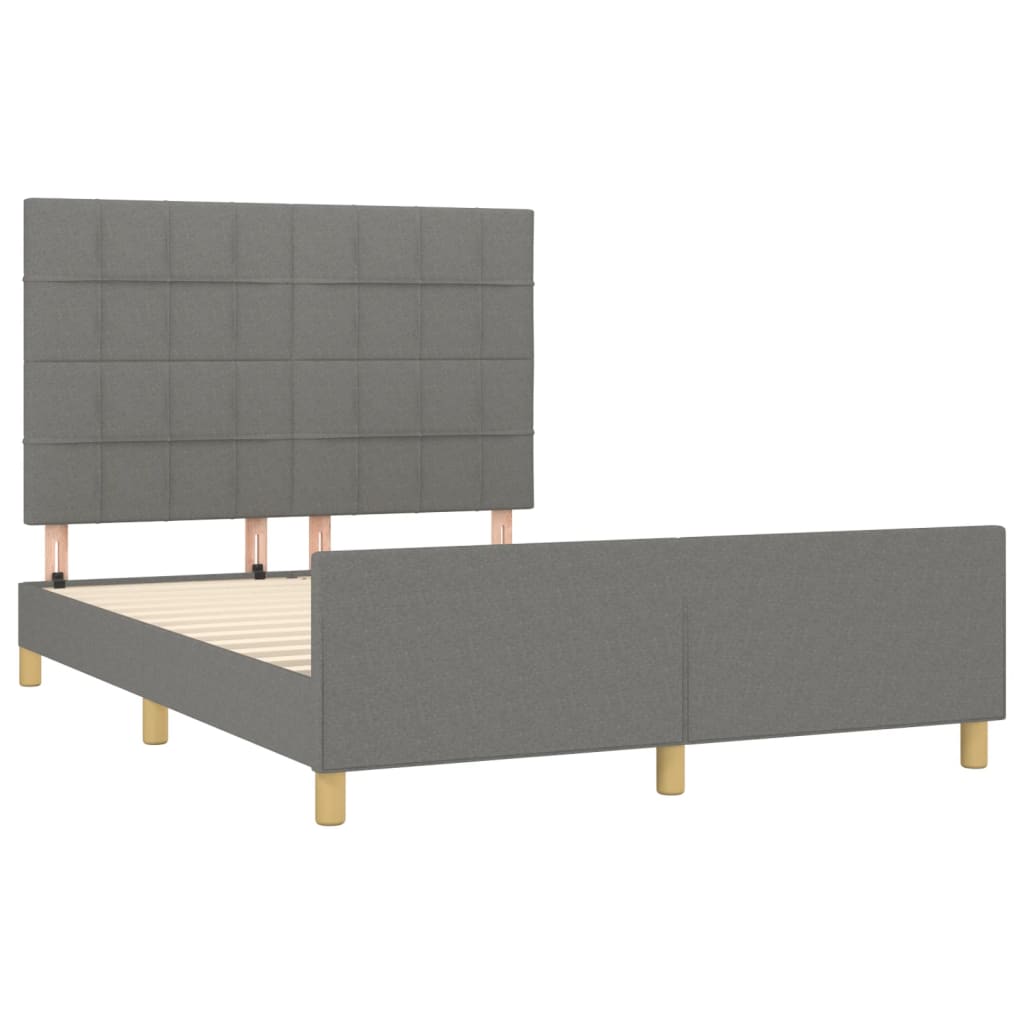 Bedframe met hoofdeinde stof donkergrijs 140x190 cm Bedden & bedframes | Creëer jouw Trendy Thuis | Gratis bezorgd & Retour | Trendy.nl