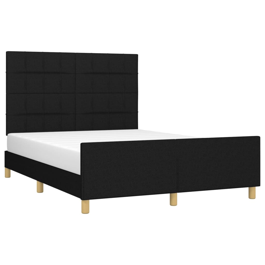 Bedframe met hoofdeinde stof zwart 140x190 cm Bedden & bedframes | Creëer jouw Trendy Thuis | Gratis bezorgd & Retour | Trendy.nl