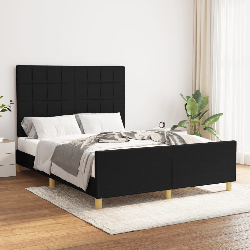 Bedframe met hoofdeinde stof zwart 140x190 cm Bedden & bedframes | Creëer jouw Trendy Thuis | Gratis bezorgd & Retour | Trendy.nl