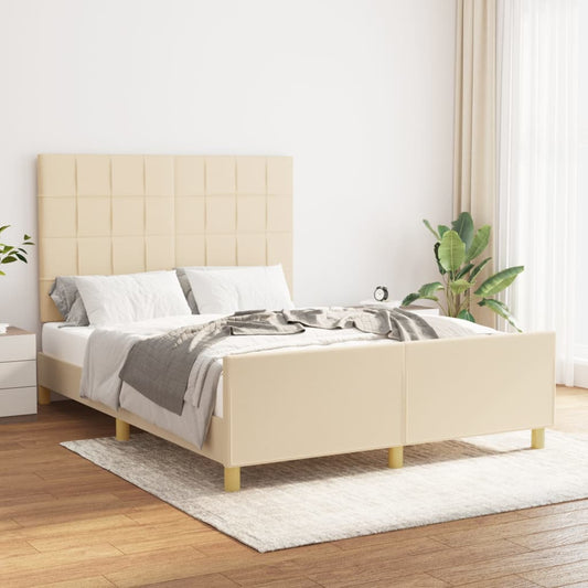 Bedframe met hoofdeinde stof crèmekleurig 140x190 cm Bedden & bedframes | Creëer jouw Trendy Thuis | Gratis bezorgd & Retour | Trendy.nl